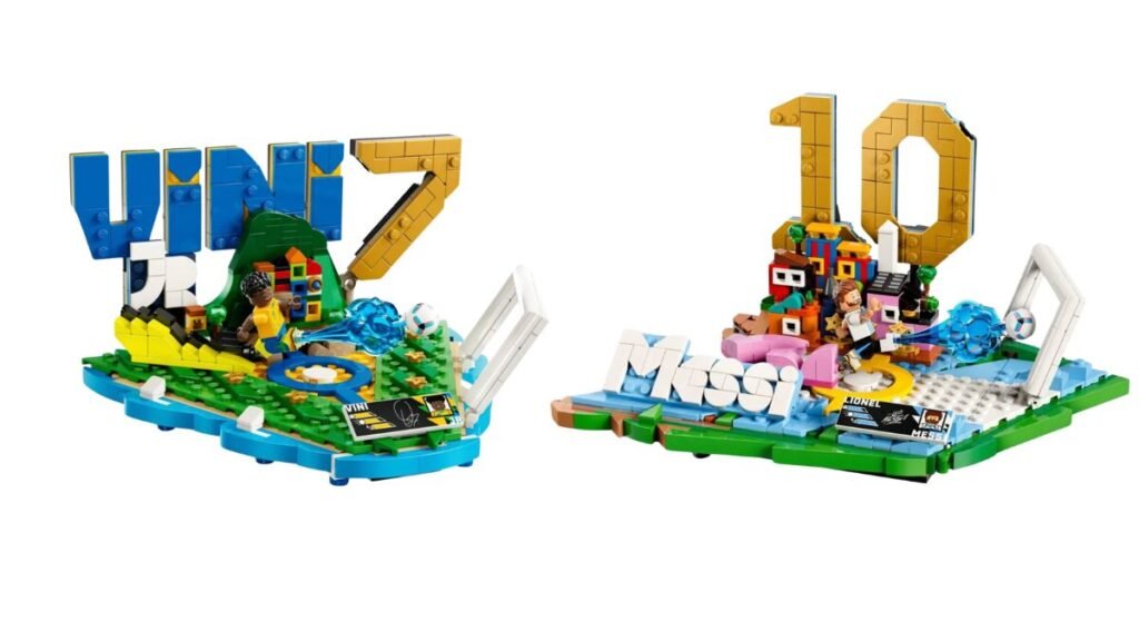 Set de LEGO #43027 Editions - Destaques do futebol - Vini Jr E #43011 Editions - Destaques do futebol - Lionel Messi